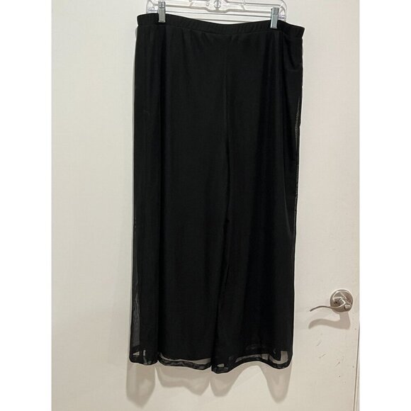 Xscape by Joanna Chen Black Sheer Overlay Wide-Leg Pants Women's Size XL - Picture 4 of 9